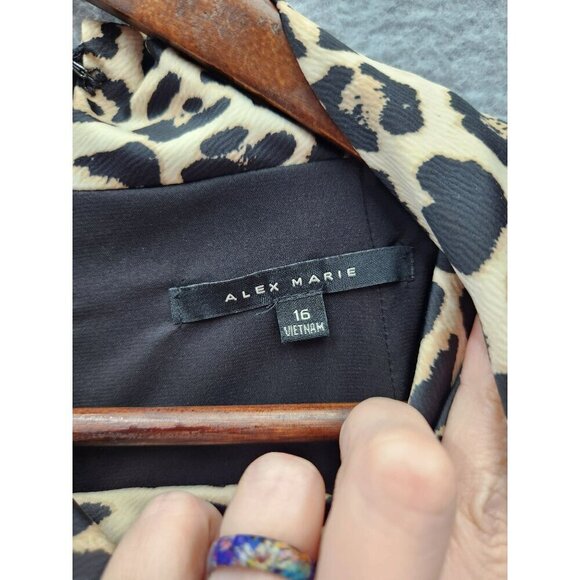 Alex Marie Leopard Print Sleeveless Shift Dress Size 16 New With Tags - Picture 2 of 5